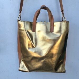 Marni Metallic Gold Patent Leather Tote Bag - AS IS